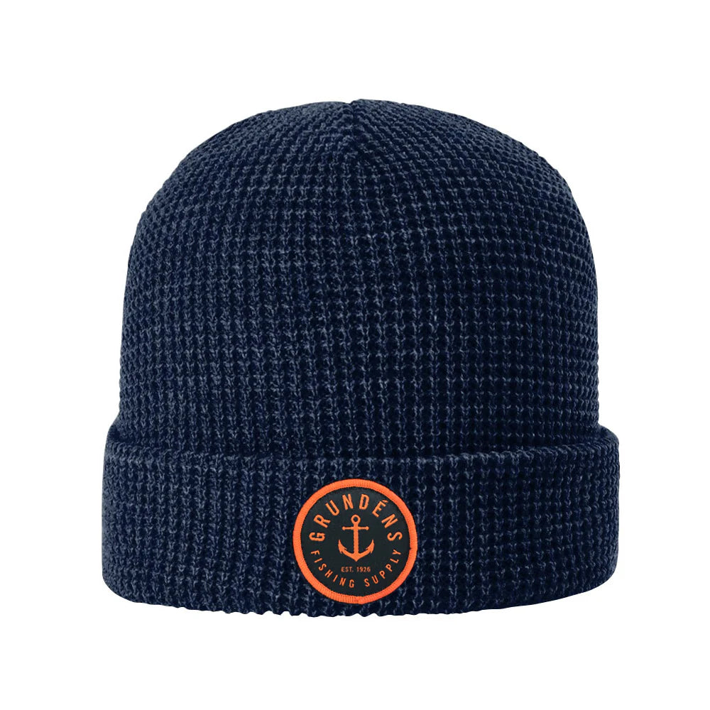 Grundens Anchor Waffle Beanie - Navy